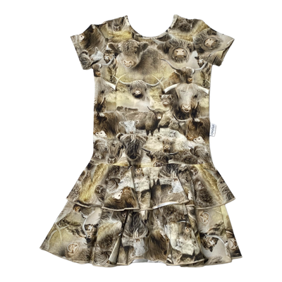 Gugguu t-shirt frilla dress, bison | 122cm