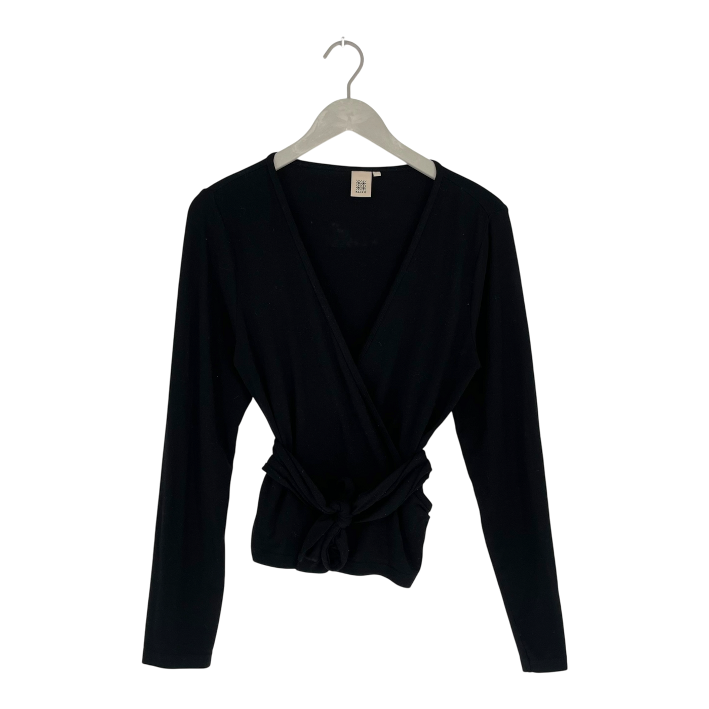 Kaiko tricot wrap shirt, black | woman L