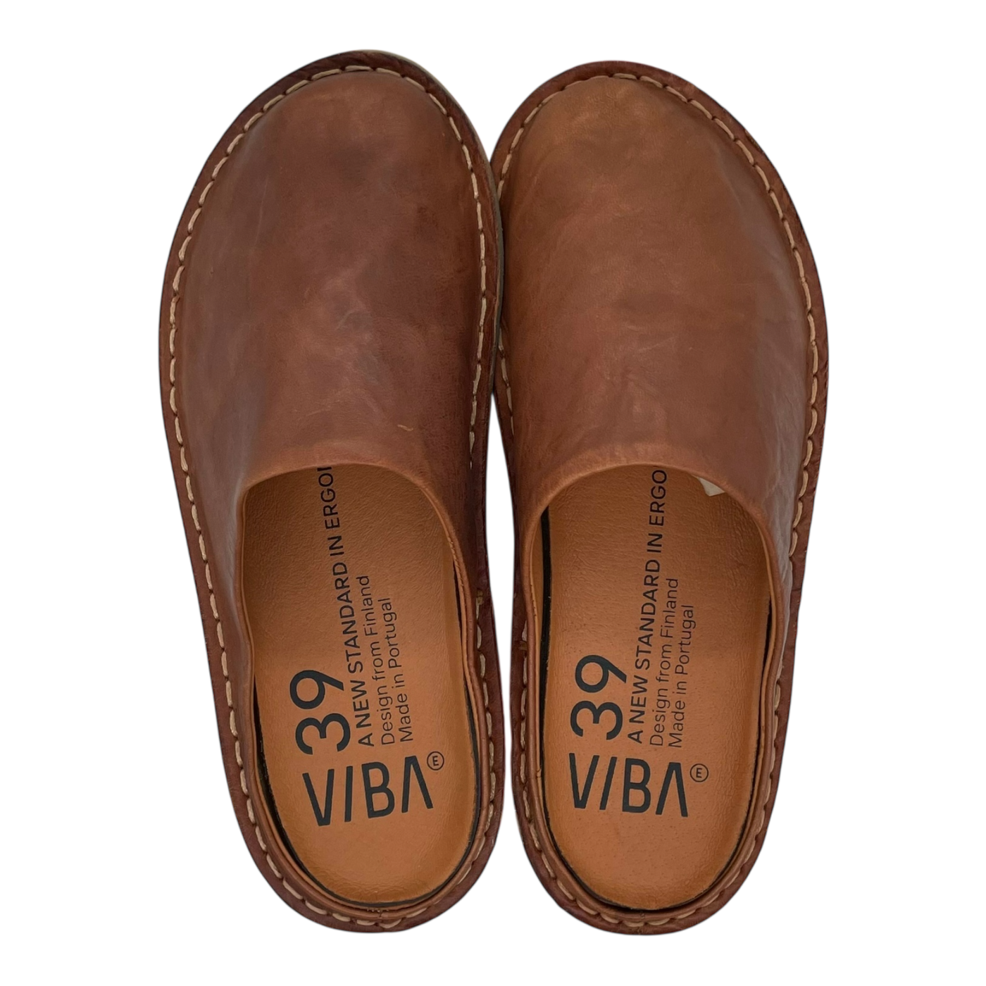 VIBAe Roma leather slippers, cognac brown | 39