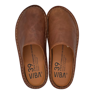 VIBAe Roma leather slippers, cognac brown | 39