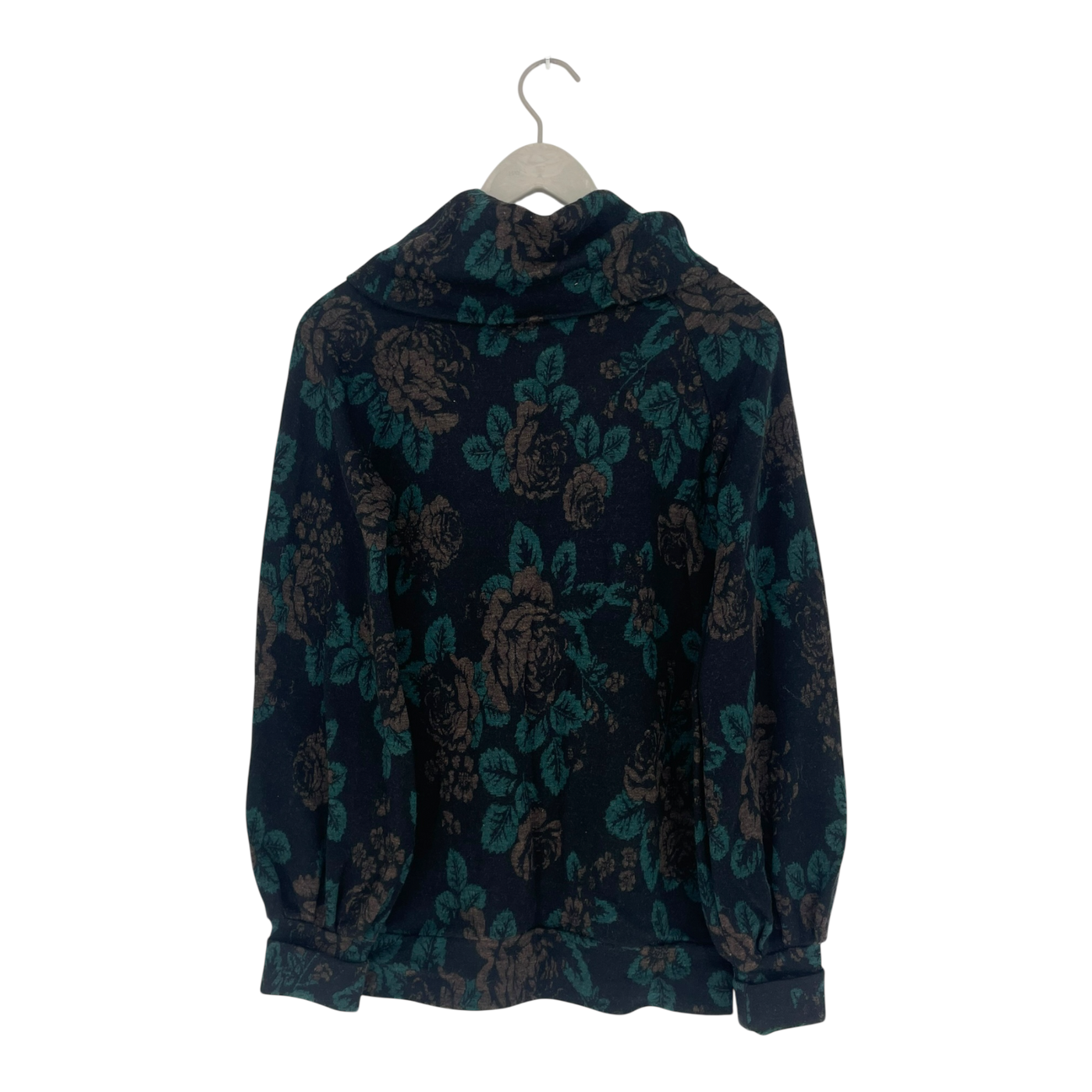 Ommellinen merino turtleneck shirt, babushka roses | woman M