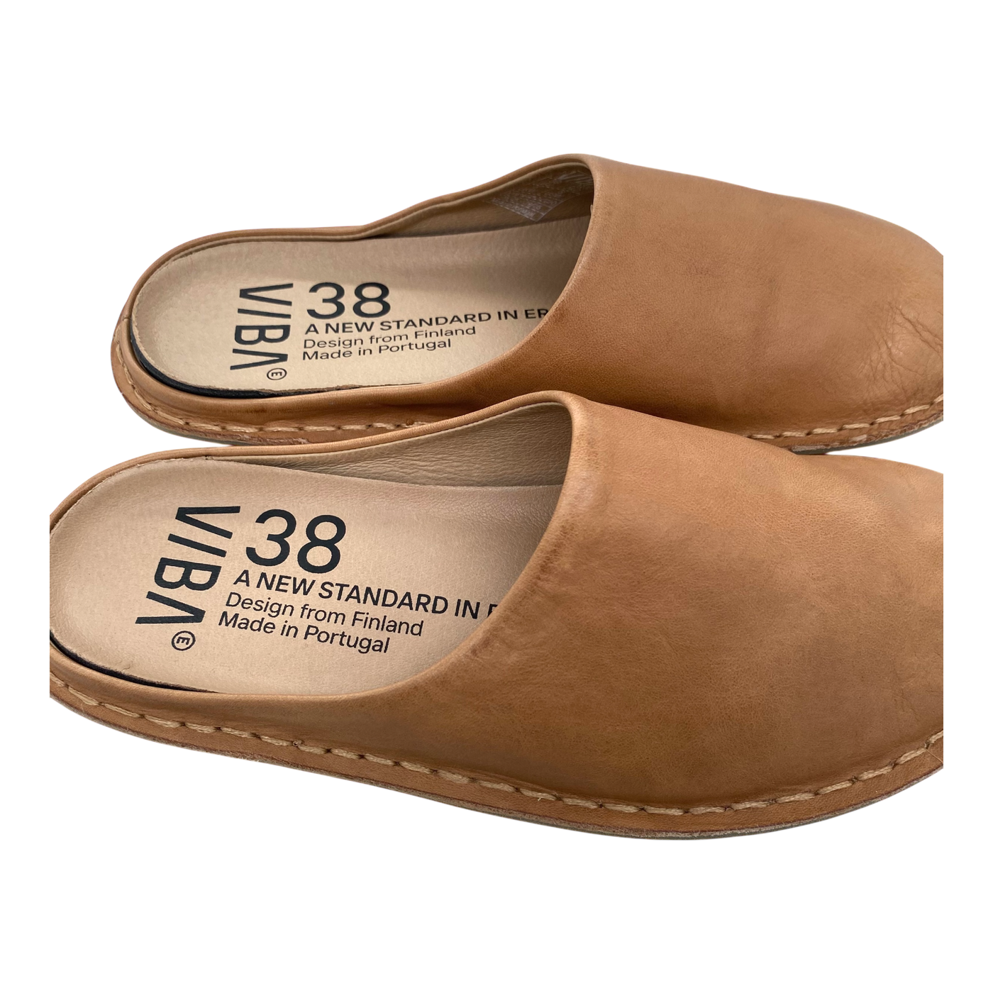 VIBAe Roma leather slippers, fawn tan | 38
