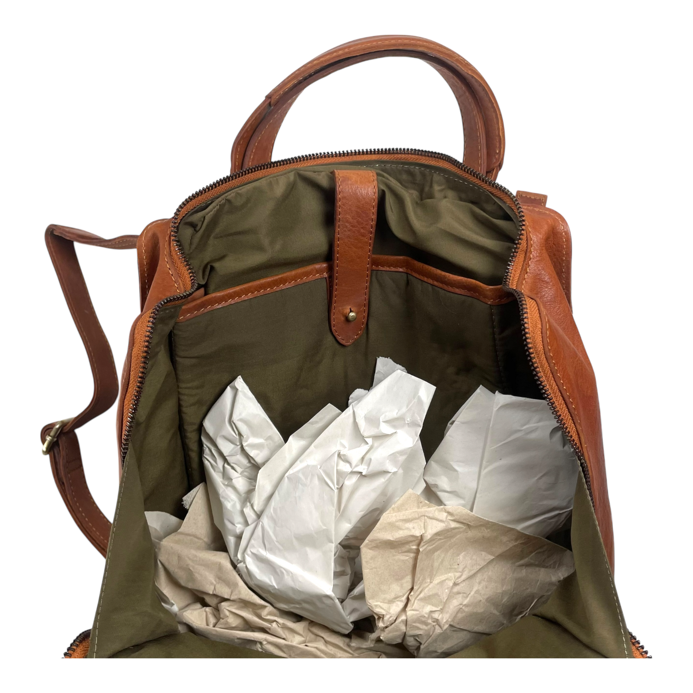 Harold's Bags leather submarine notebook backpack large, cognac