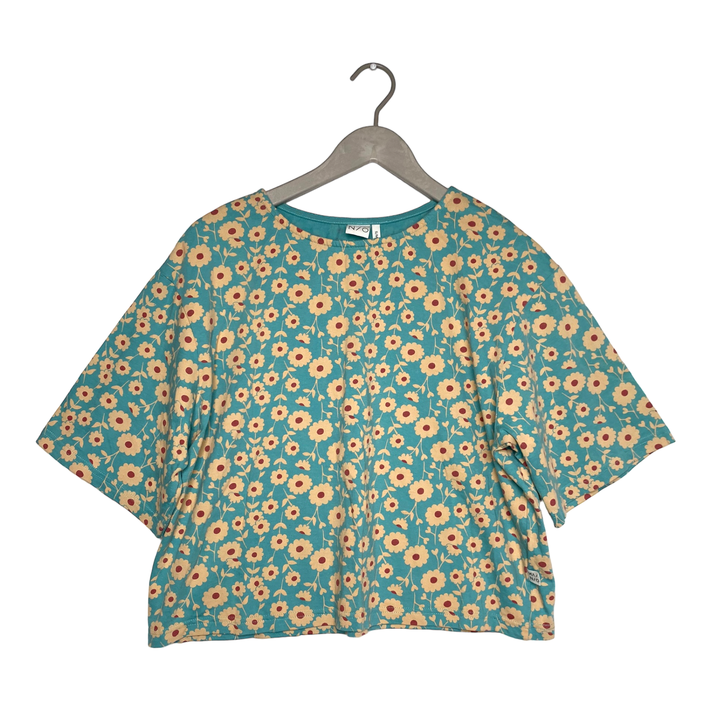 Mainio cropped t-shirt, flower | woman S/M