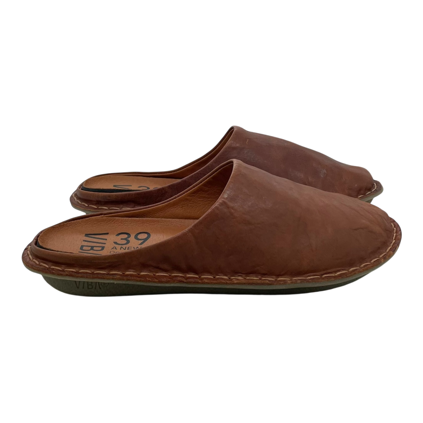 VIBAe Roma leather slippers, cognac brown | 39