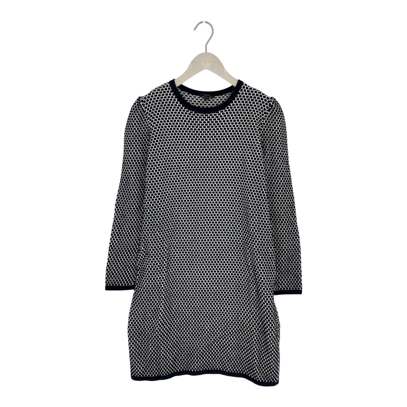 Cos Strickkleid, Dunkelblau/Weiß | Frau m