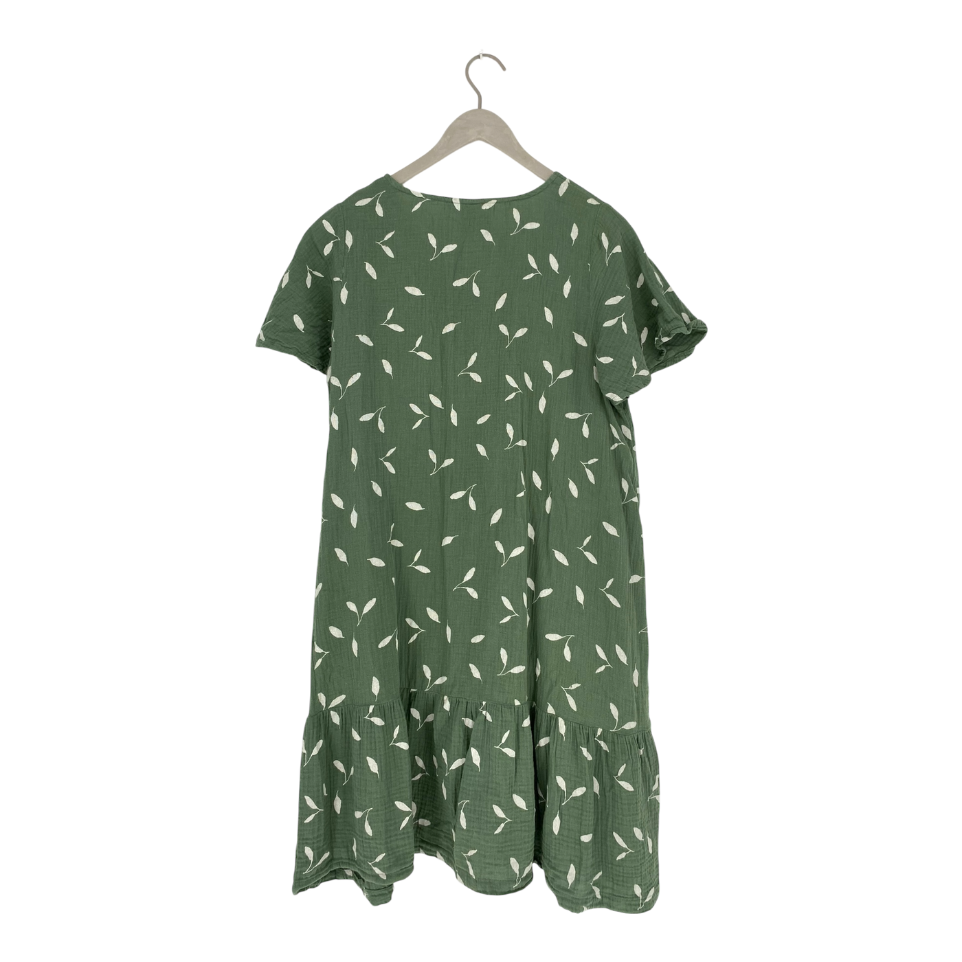 Kaiko muslin frill button dress, leaf | woman M