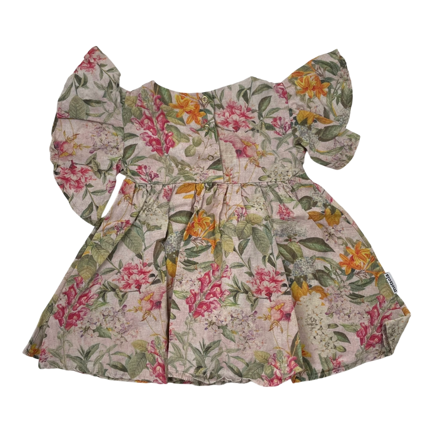 Metsola linen dress, flowers | 74/80cm