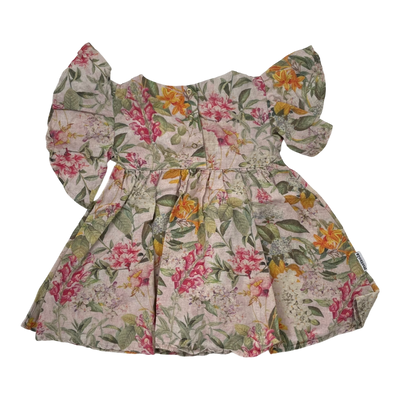 Metsola linen dress, flowers | 74/80cm