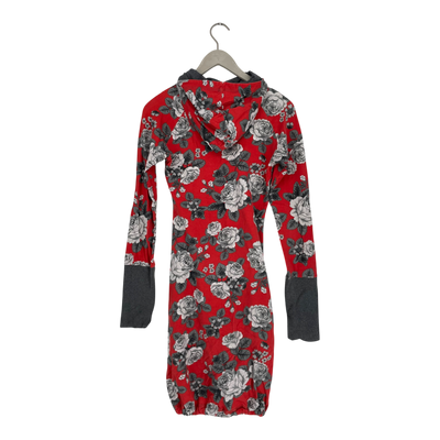 Ommellinen hoodie tunic, red flower | woman M