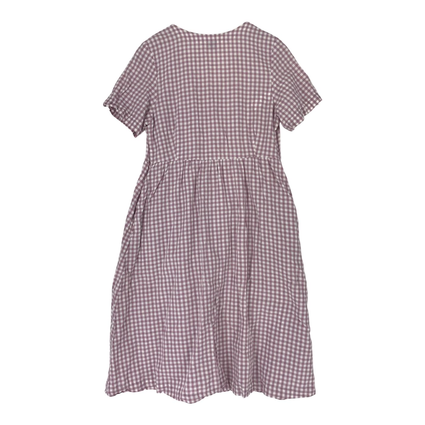 R-Collection woven frill dress, checkered lavender | woman S