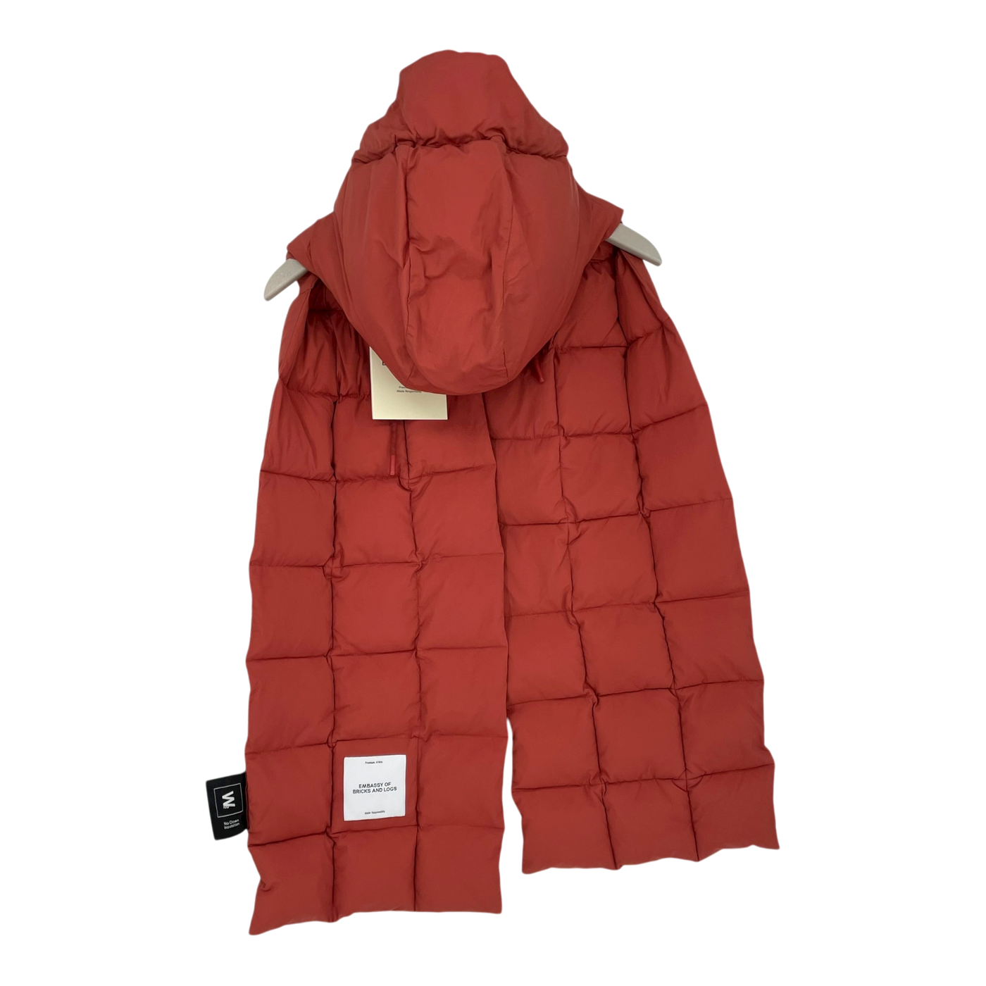 Embassy of Bricks and Logs dublin puffer scarf, brick red