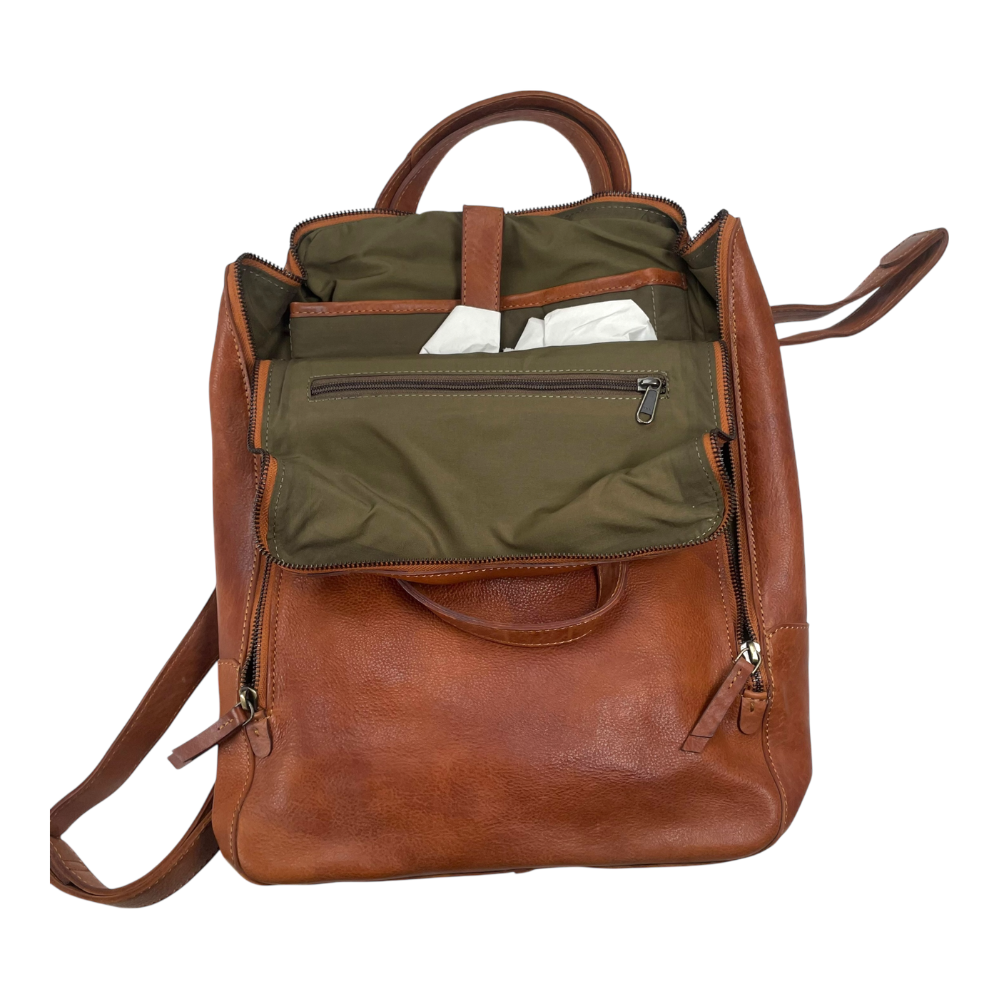 Harold's Bags leather submarine notebook backpack large, cognac