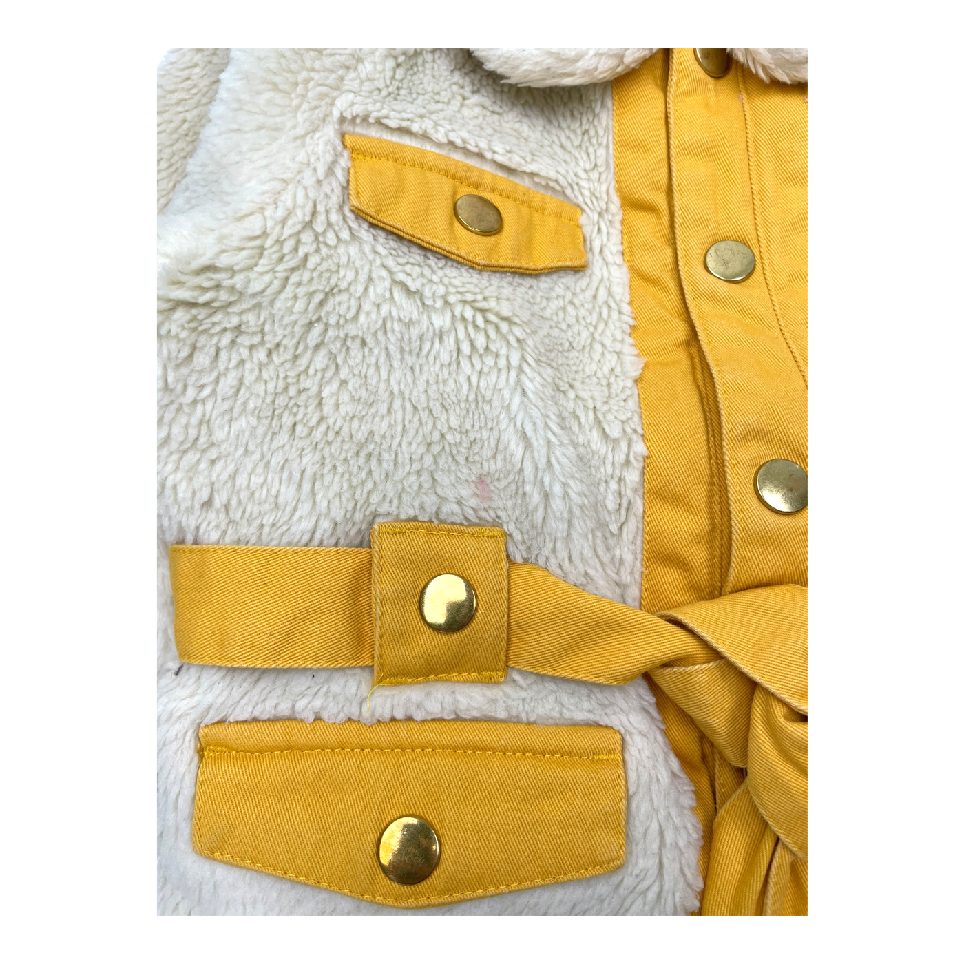 Mini Rodini teddy jacket, white/yellow | 104/110cm