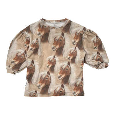 Metsola puff sweatshirt, horses | 86/92cm