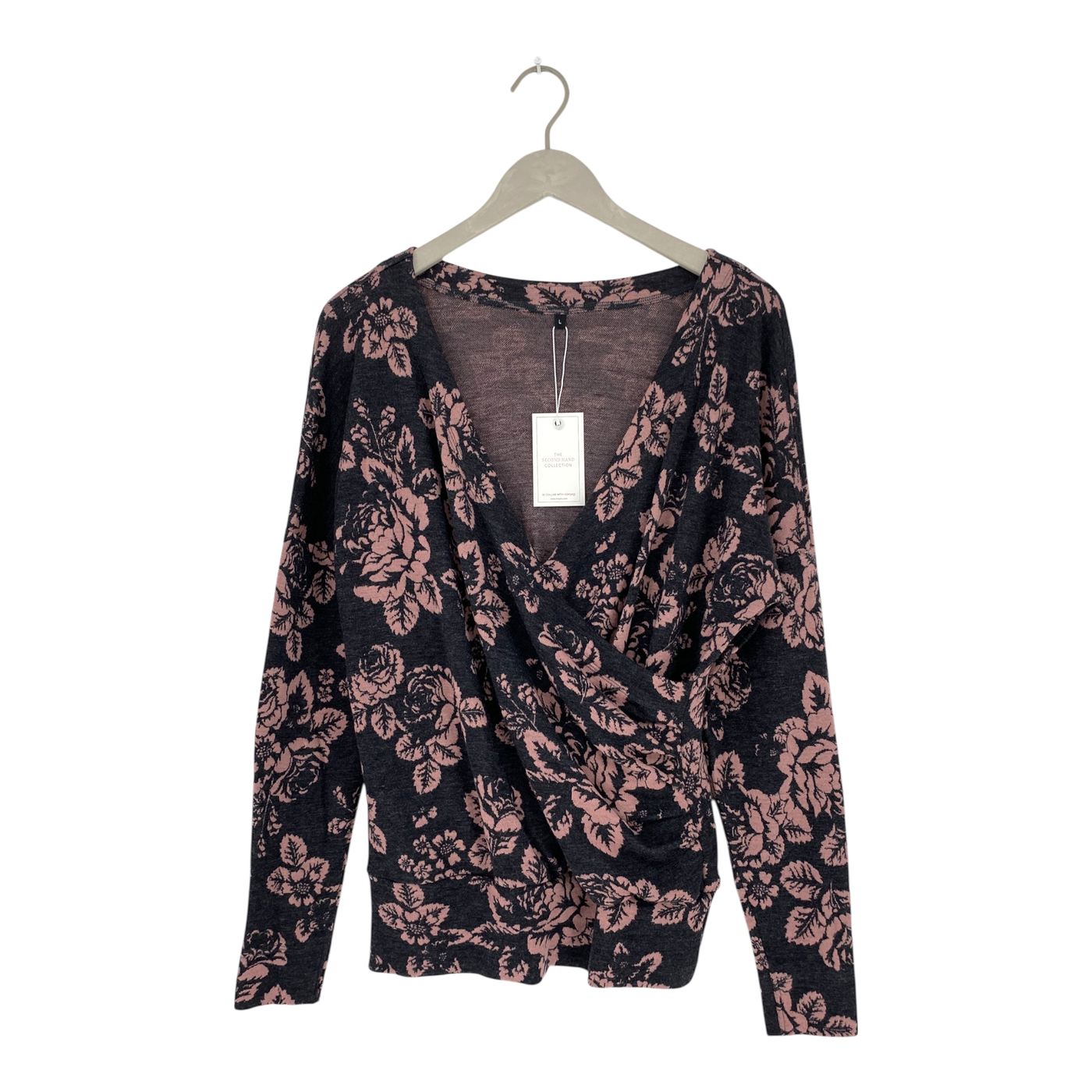 Ommellinen merino shirt, babushka roses | woman L