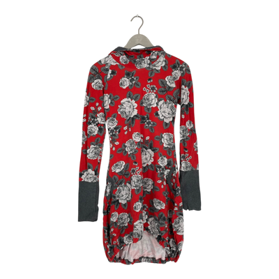 Ommellinen hoodie tunic, red flower | woman M