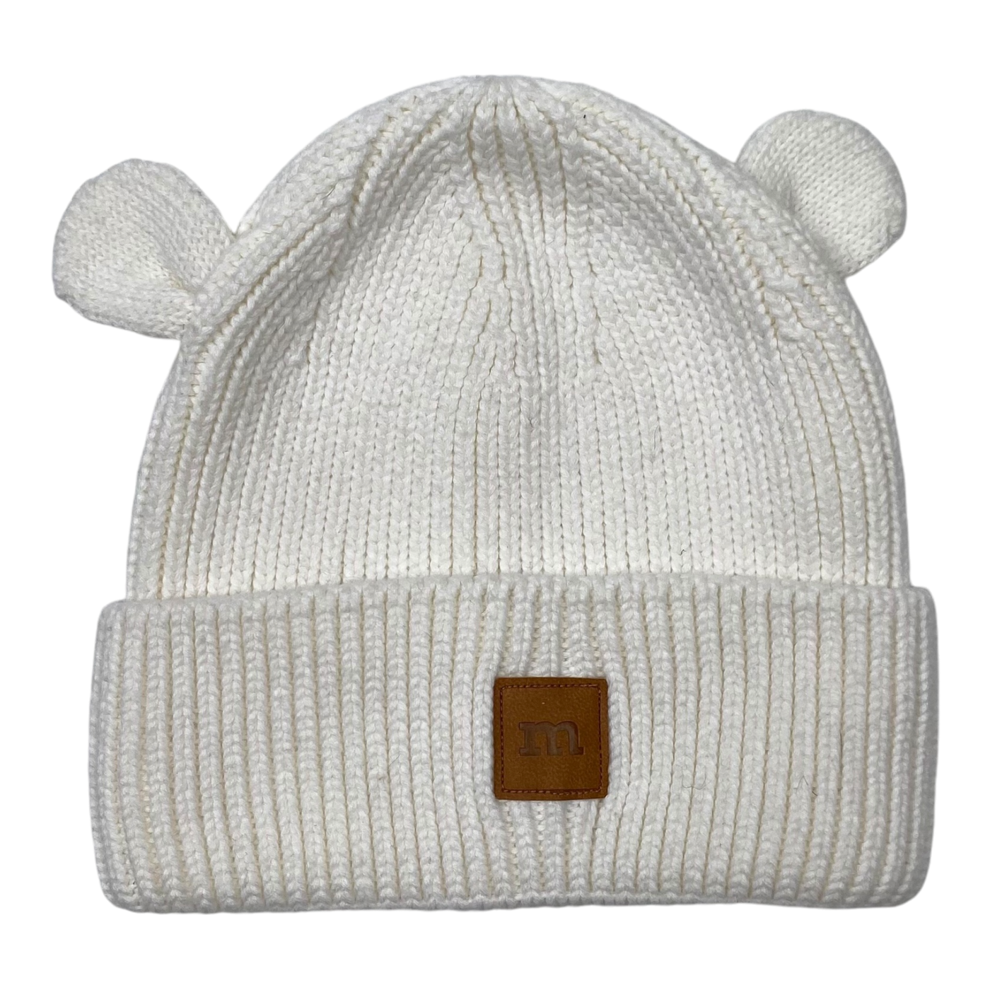 Metsola rib bear beanie, white | 1-3y