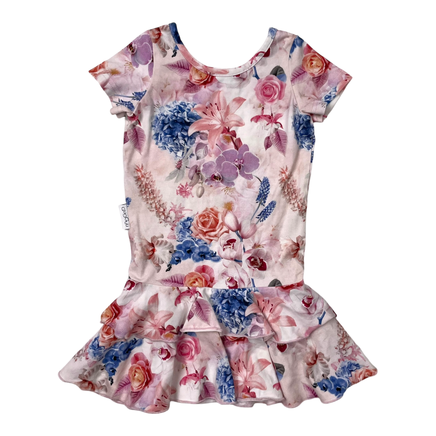 Gugguu t-shirt frilla dress, flowers | 86cm