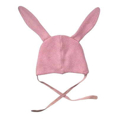 Metsola knitted cotton beanie with bunny ears, blue | 12months