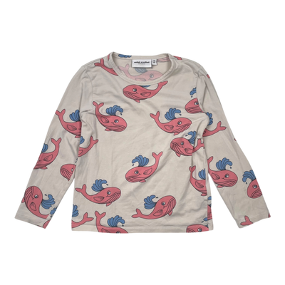 Mini Rodini shirt, pink whale | 116/122cm