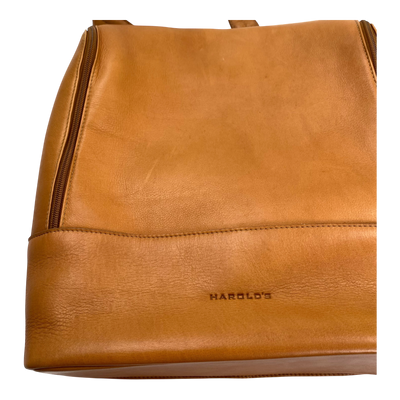 Harold's Bags leather submarine notebook backpack small, cognac