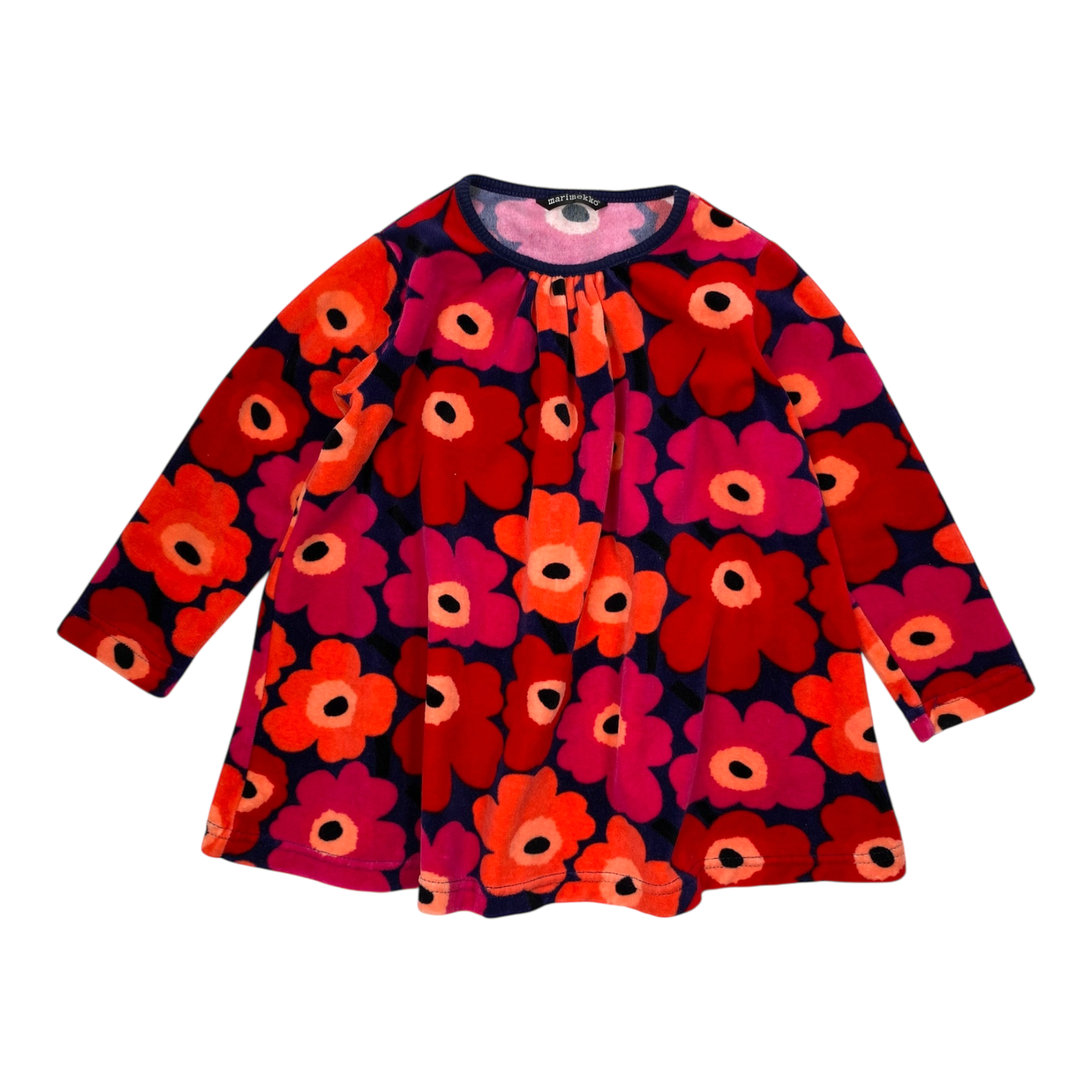 Marimekko ulvira velour dress, unikko | 92cm