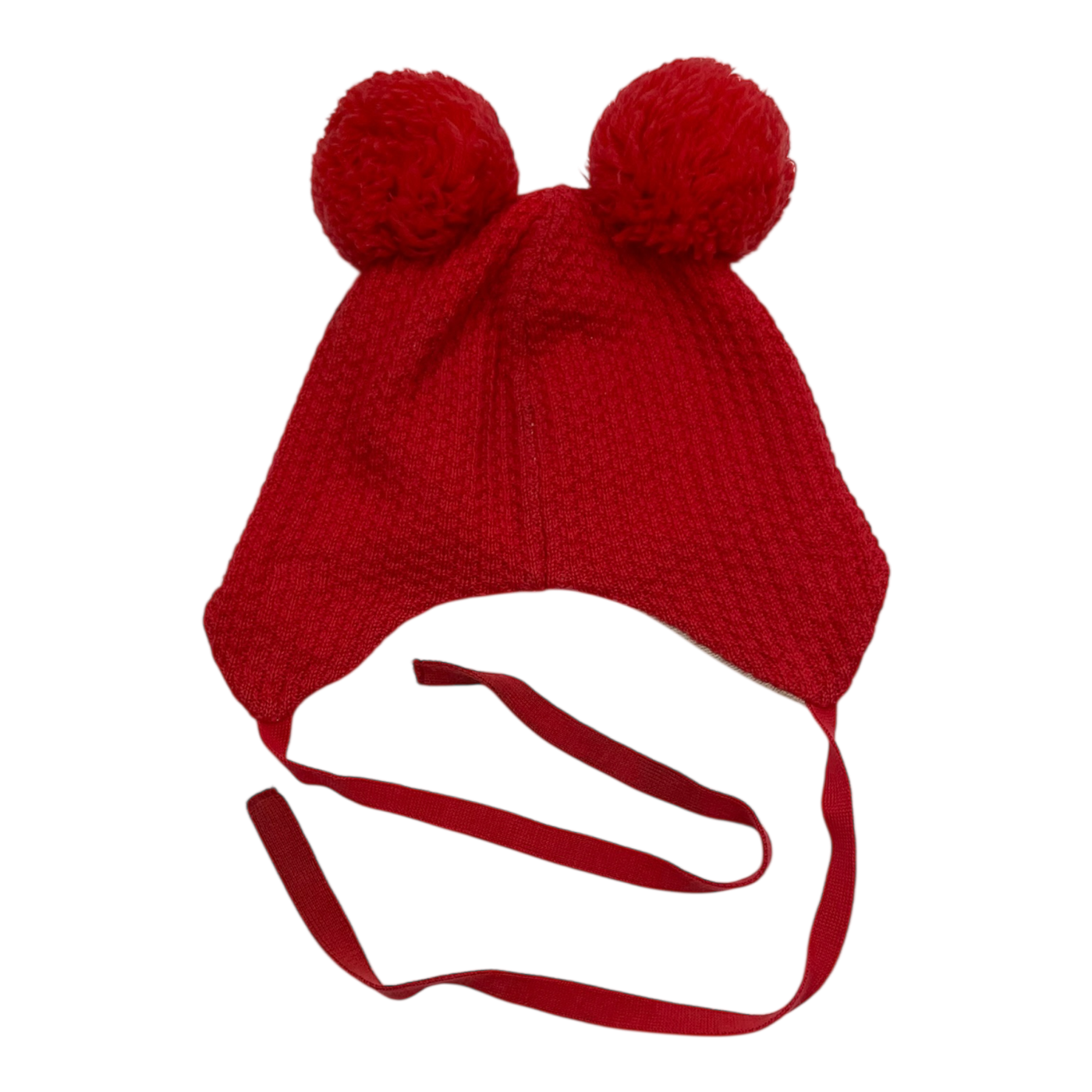 Gugguu merino beanie with 2 poms, red | 47/52cm