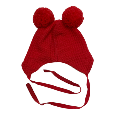 Gugguu merino beanie with 2 poms, red | 47/52cm
