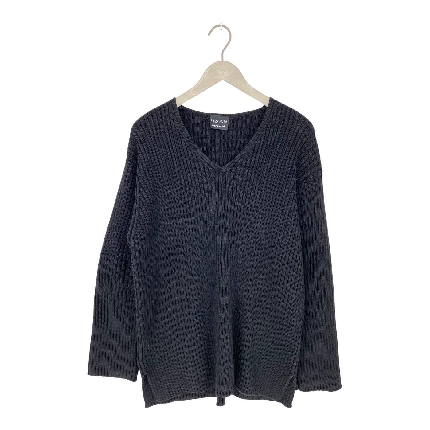 Marimekko wool knit sweater, black  | woman L