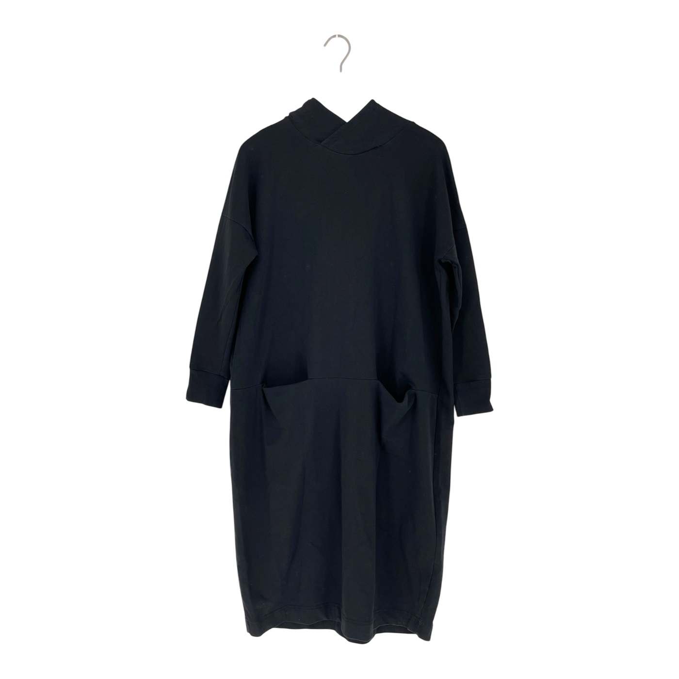 Papu giant split hoodie dress, black | woman S
