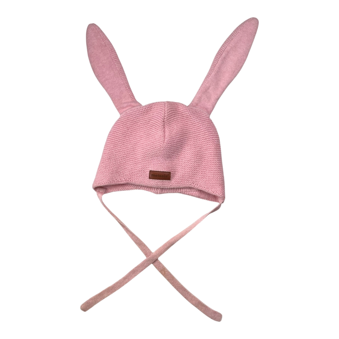 Metsola knitted cotton beanie with bunny ears, blue | 12months