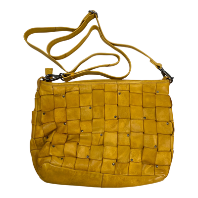 Harold's Bags leather braid shopper bag, yellow