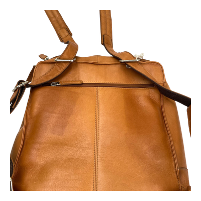 Harold's Bags leather submarine notebook backpack small, cognac