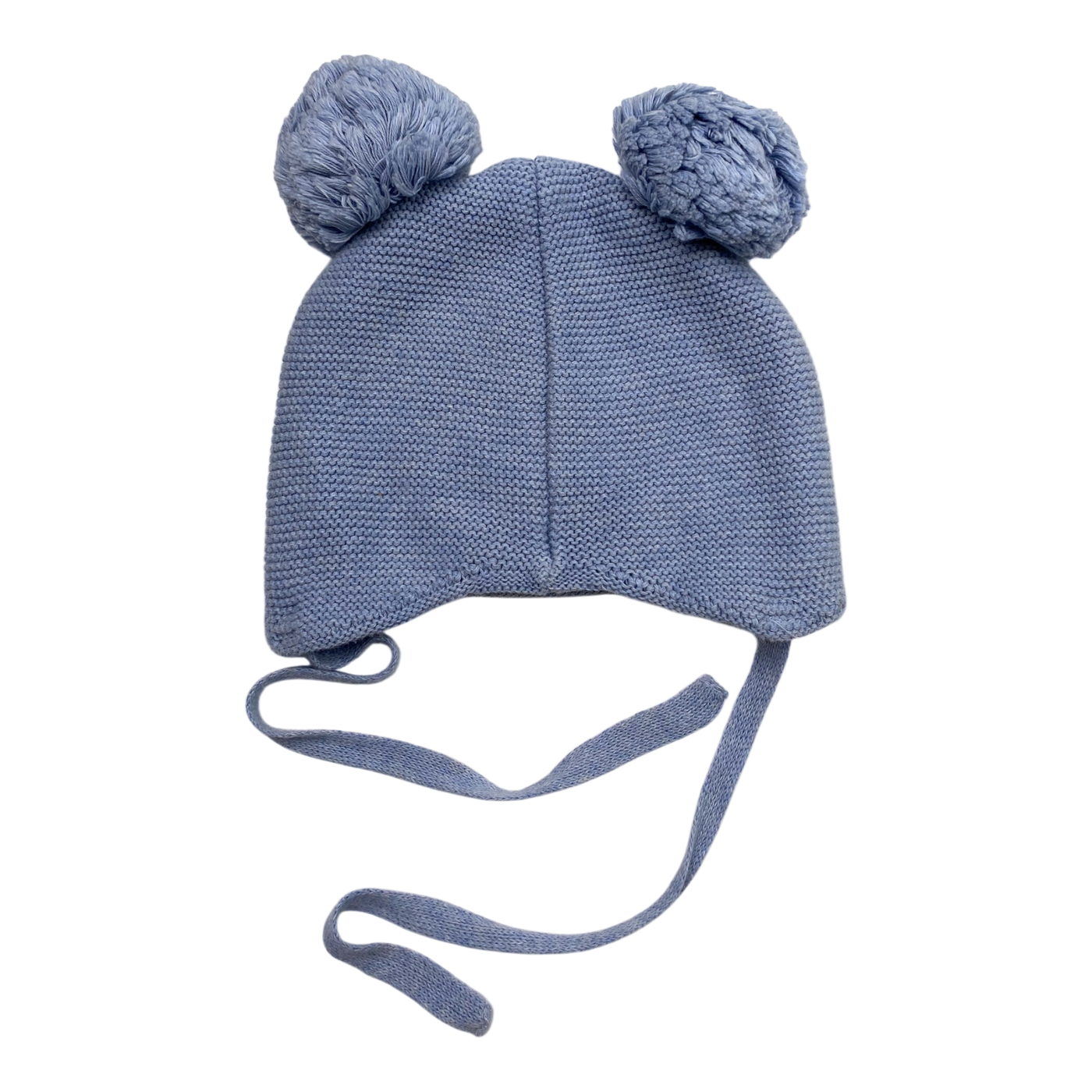 Metsola knitted cotton beanie with 2 poms, baby blue | 2-6m