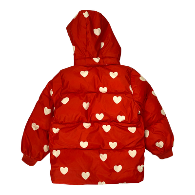 Mini Rodini puffer jacket, red hearts | 104/110cm