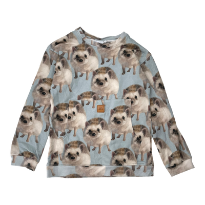 Metsola pocket sweatshirt, hedgehog | 122/128cm