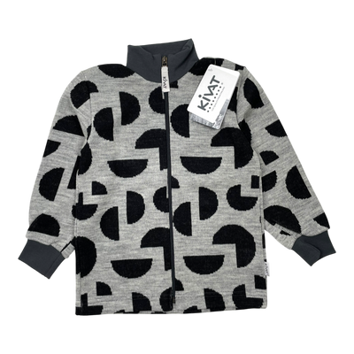 Kivat wool zip sweater, geometric | 110cm