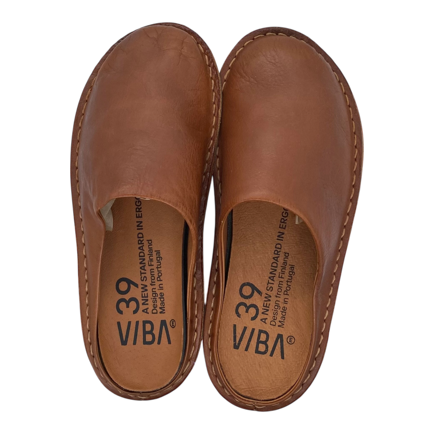 VIBAe Roma leather slippers, cognac brown | 39