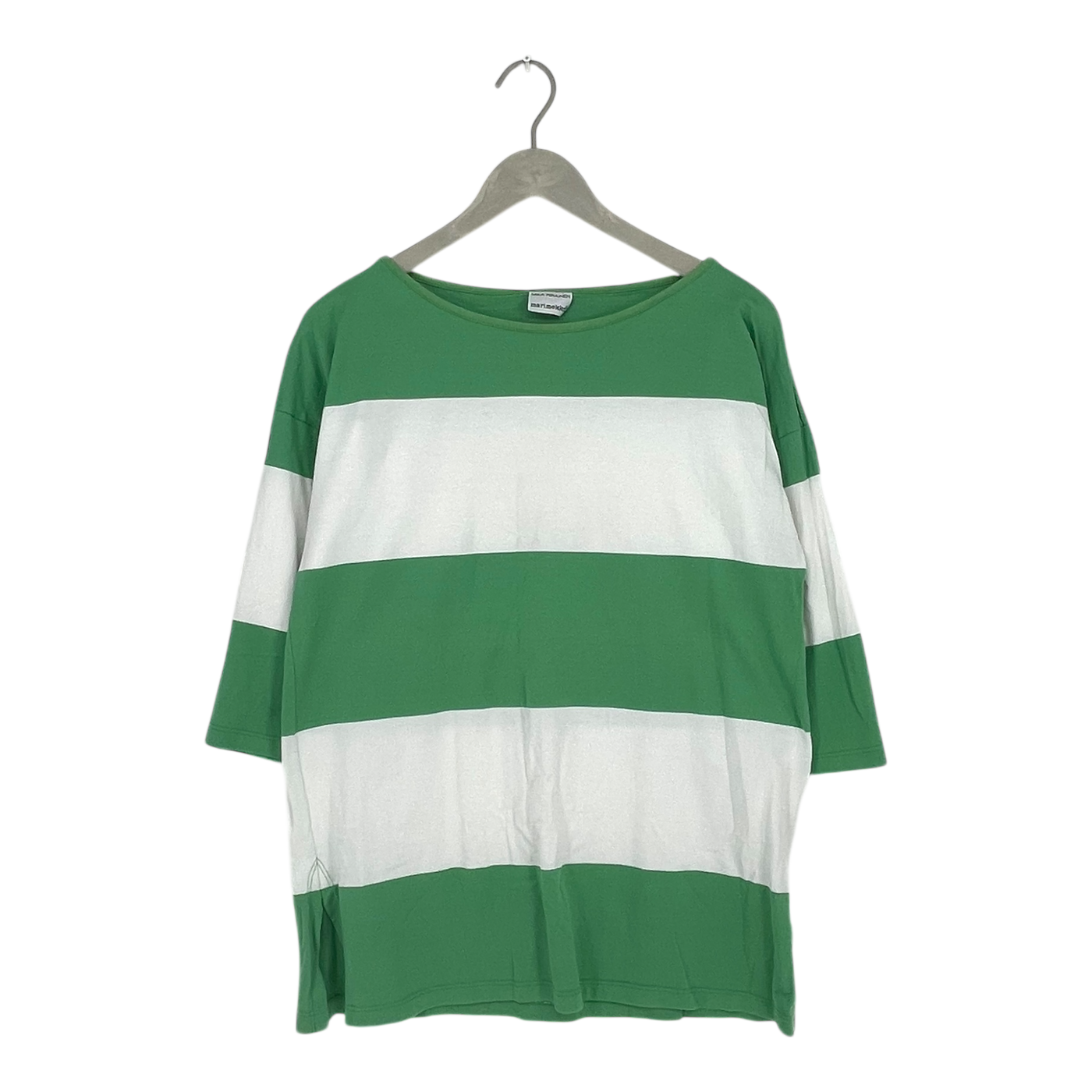 Marimekko vintage tricot shirt, green and white | unisex S
