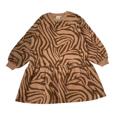 Kaiko frill sweater dress, zebra oak | 116/122cm