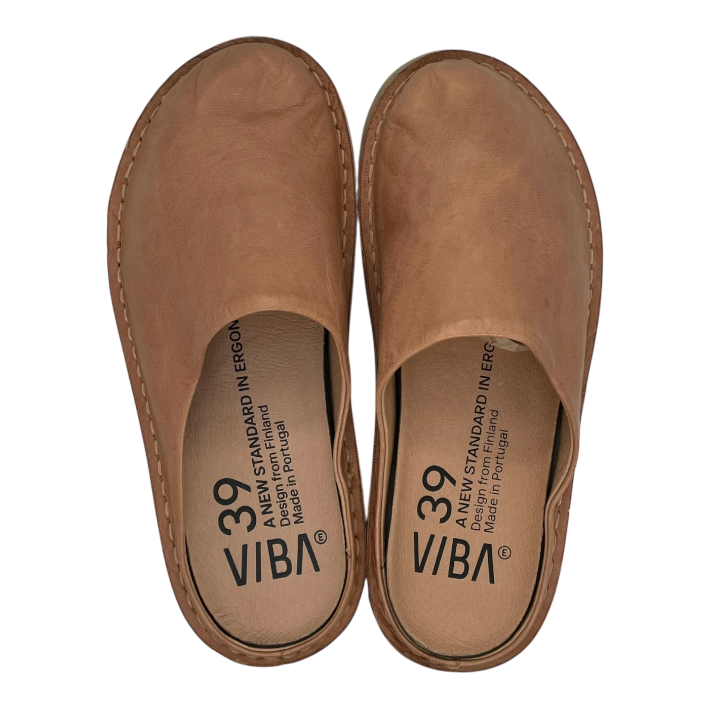 VIBAe Roma leather slippers, fawn tan | 39