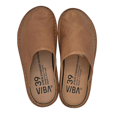 VIBAe Roma leather slippers, fawn tan | 39