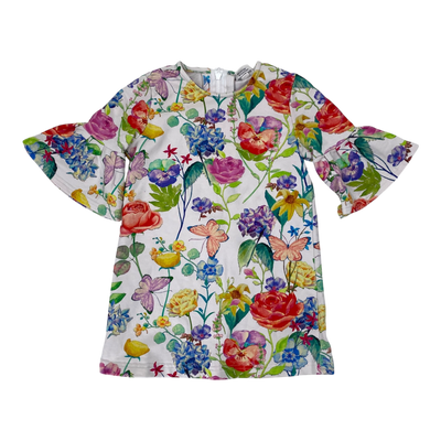 Metsola frill sleeve dress, flowers | 98/104cm