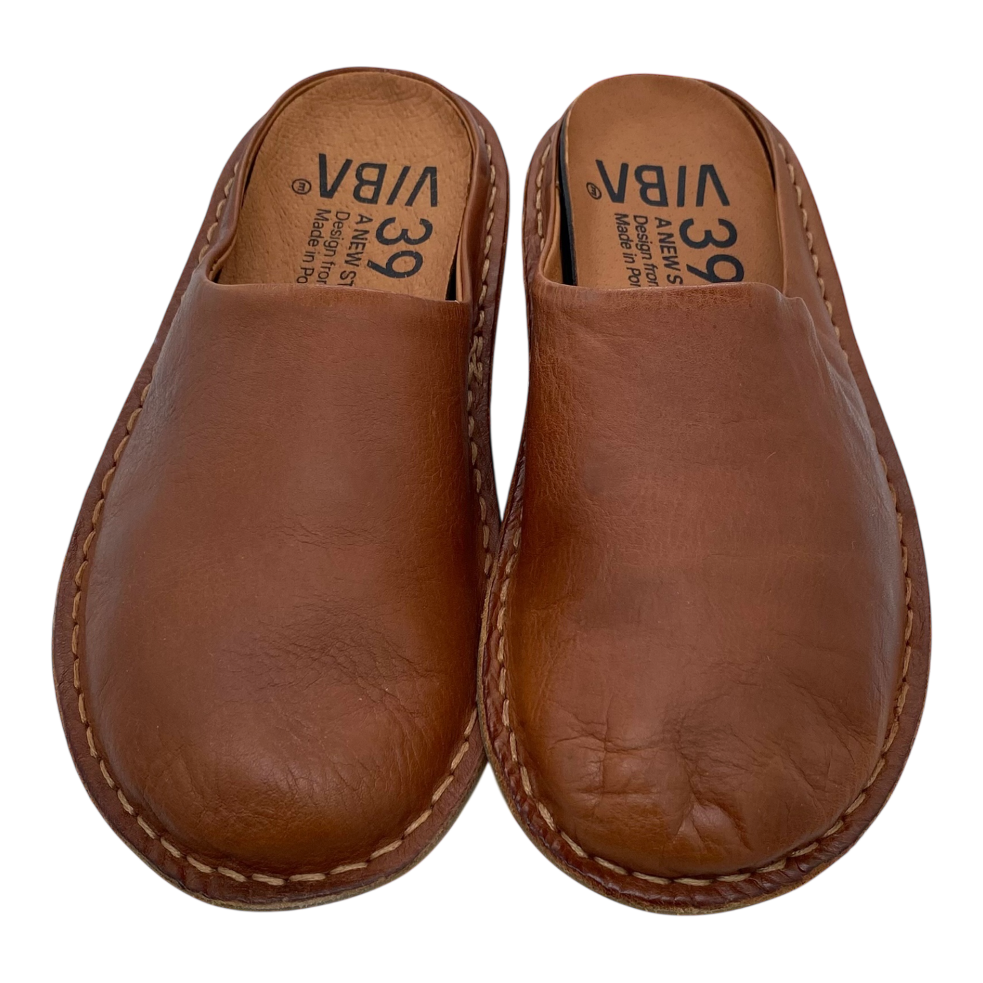 VIBAe Roma leather slippers, cognac brown | 39