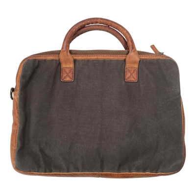 Harold's Bags canvas briefcase, khaki/cognac
