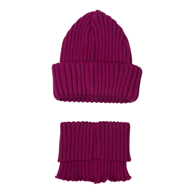 Mainio merino beanie & tube scarf set, purple | 2-6y