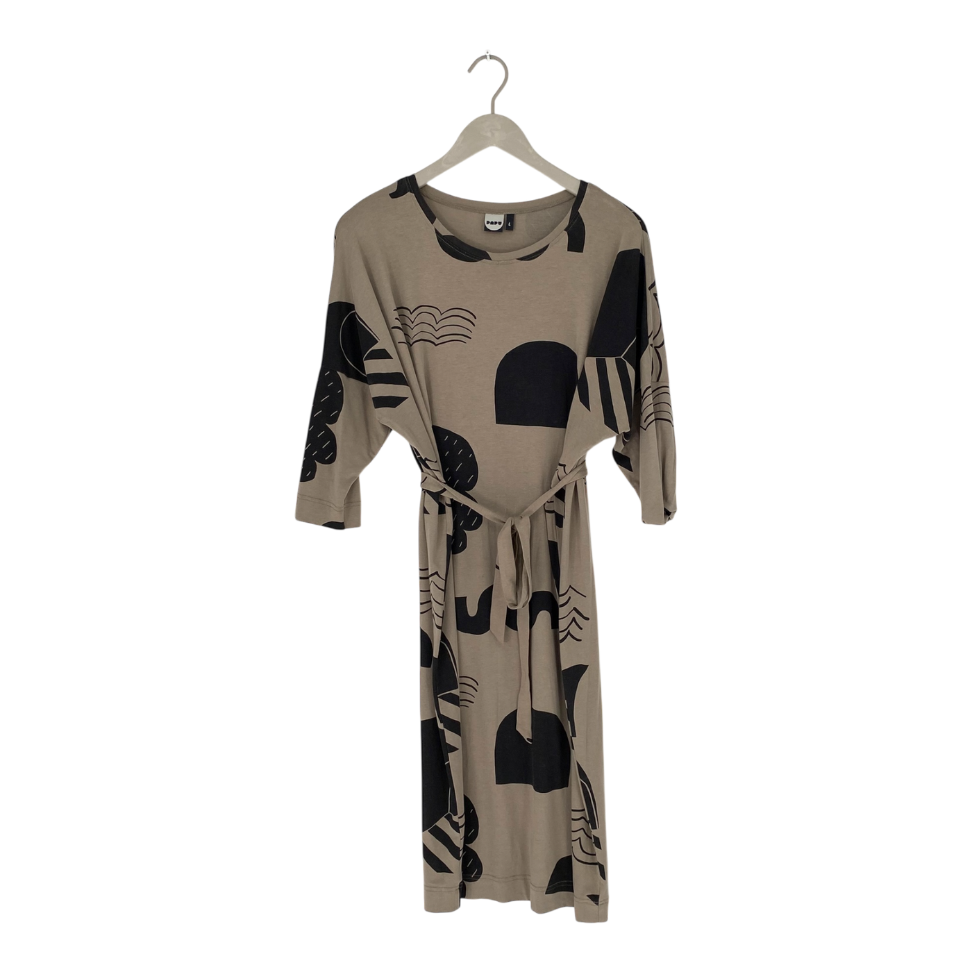 Papu belted tricot dress, beige / black | woman M
