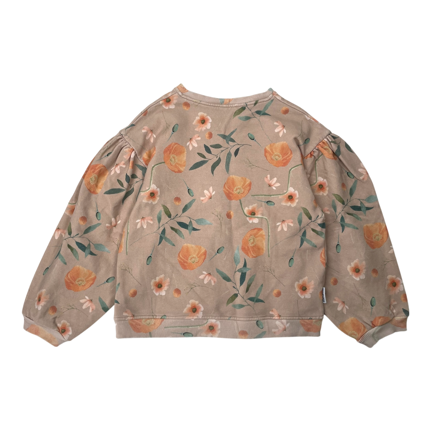 Metsola puff sleeve sweatshirt, flowers | 122/128cm