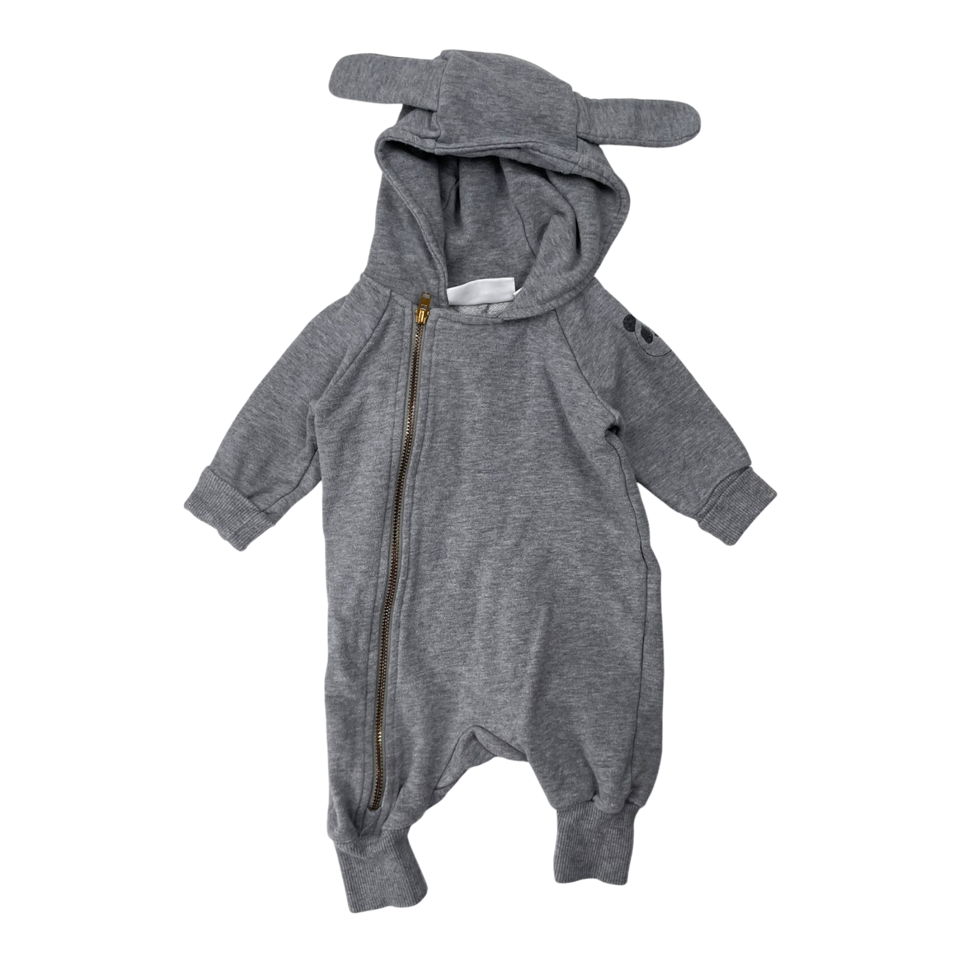 Mini Rodini basic bunny jumpsuit, grey | new born